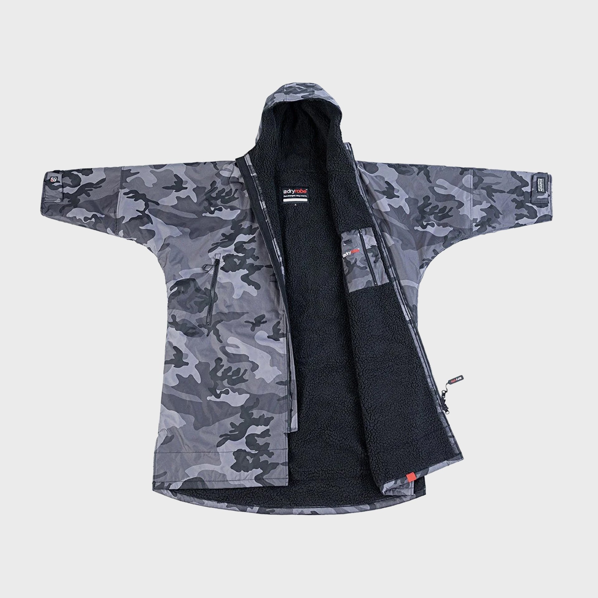 Adults Dryrobe - Advance Long Sleeve Dryrobe - Black Camouflage/Black - ManGo Surfing