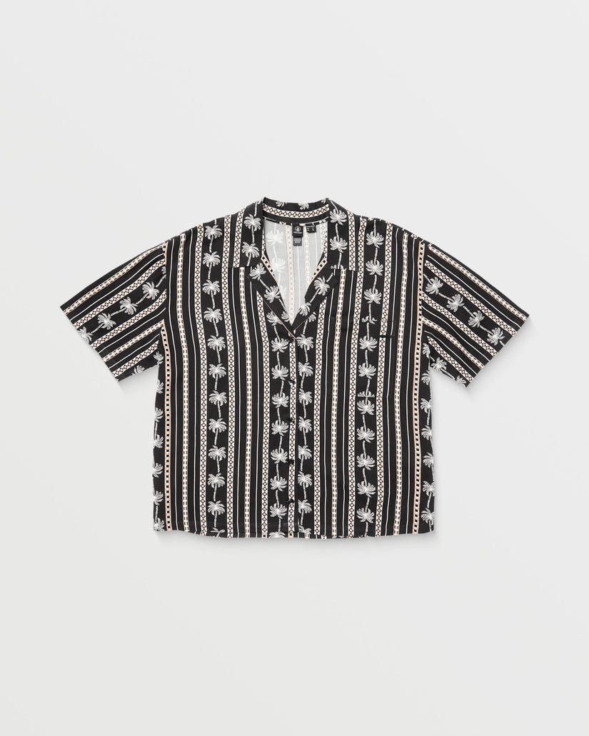 Volcom Womens Sun Stunner Short Sleeve Shirt - Black Combo - ManGo Surfing