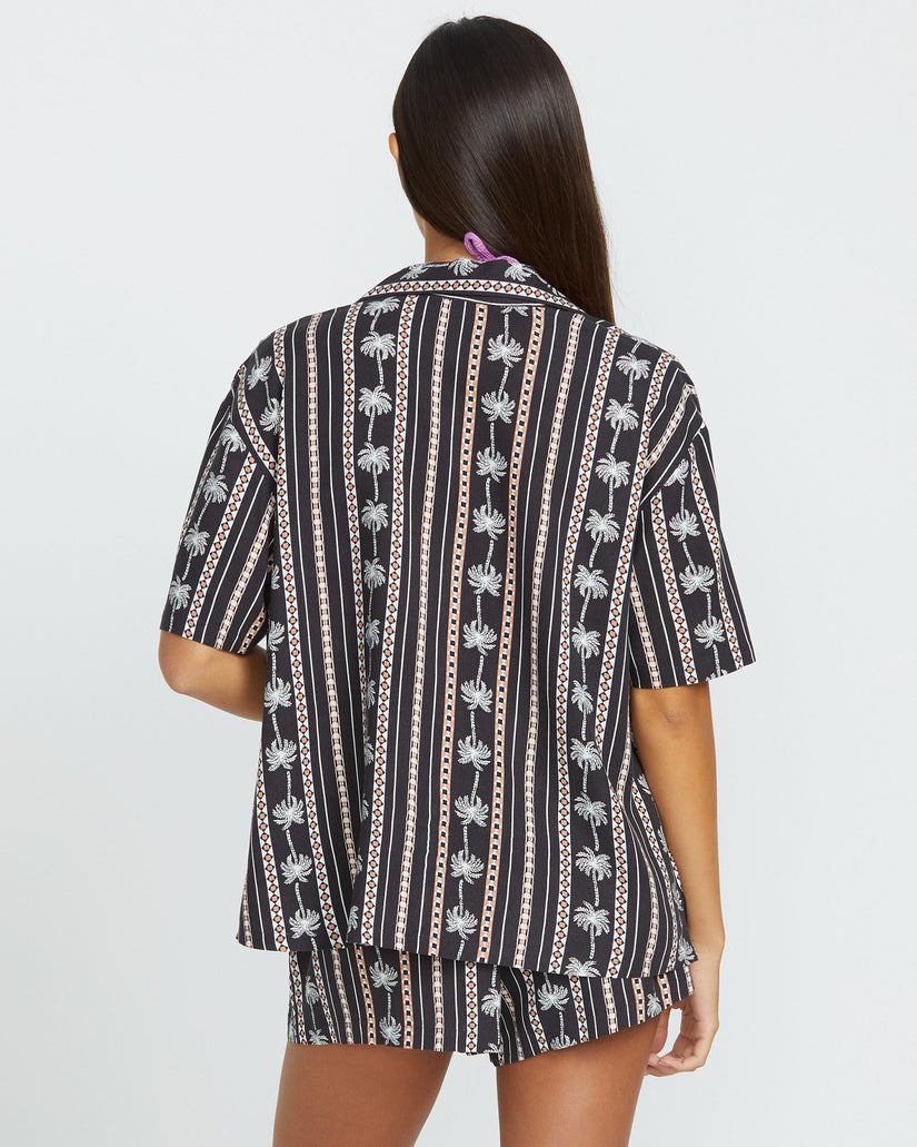 Volcom Womens Sun Stunner Short Sleeve Shirt - Black Combo - ManGo Surfing