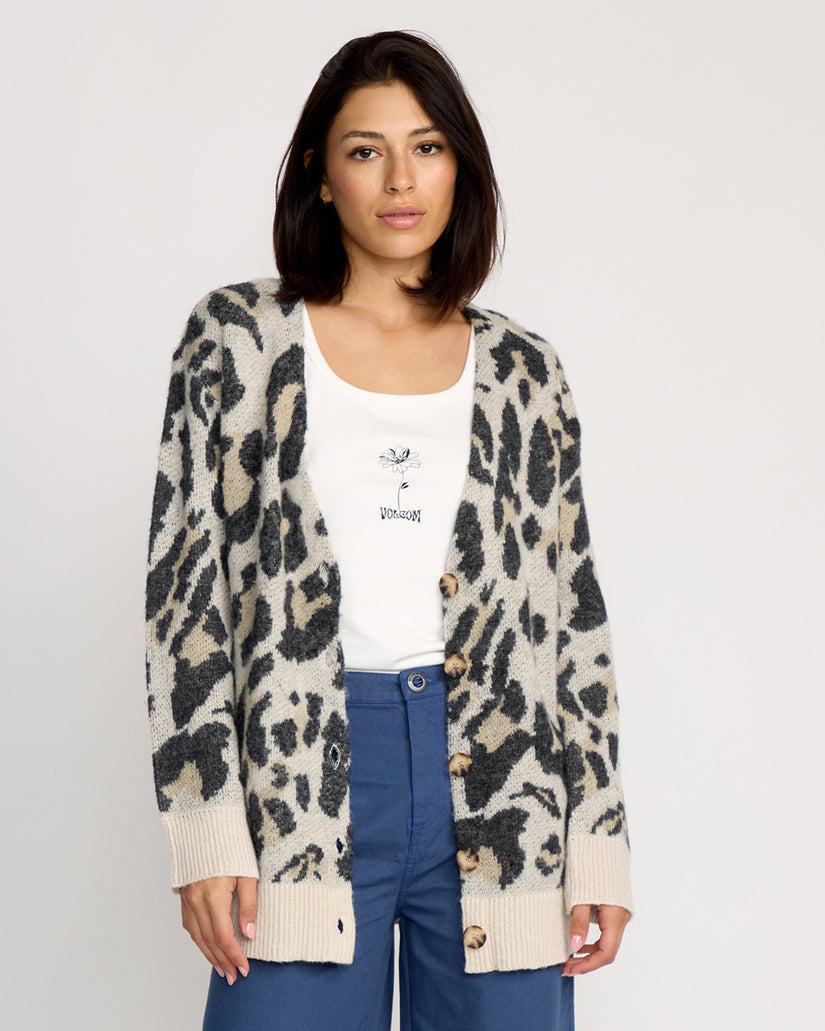 Volcom Womens Wylding Out Cardigan - Animal Print - ManGo Surfing