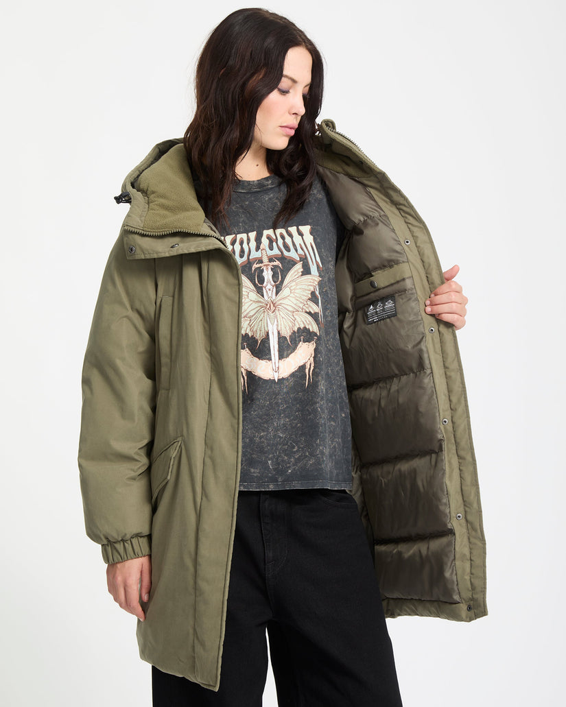 Volcom Womens Sleepi Puff Up Parka - Wintermoss - ManGo Surfing