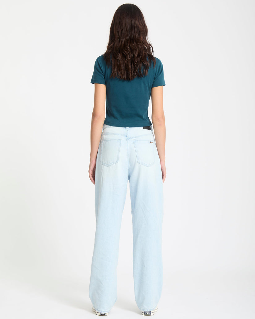 Volcom Womens Weellow II Denim Trousers - Bleached Aqua - ManGo Surfing