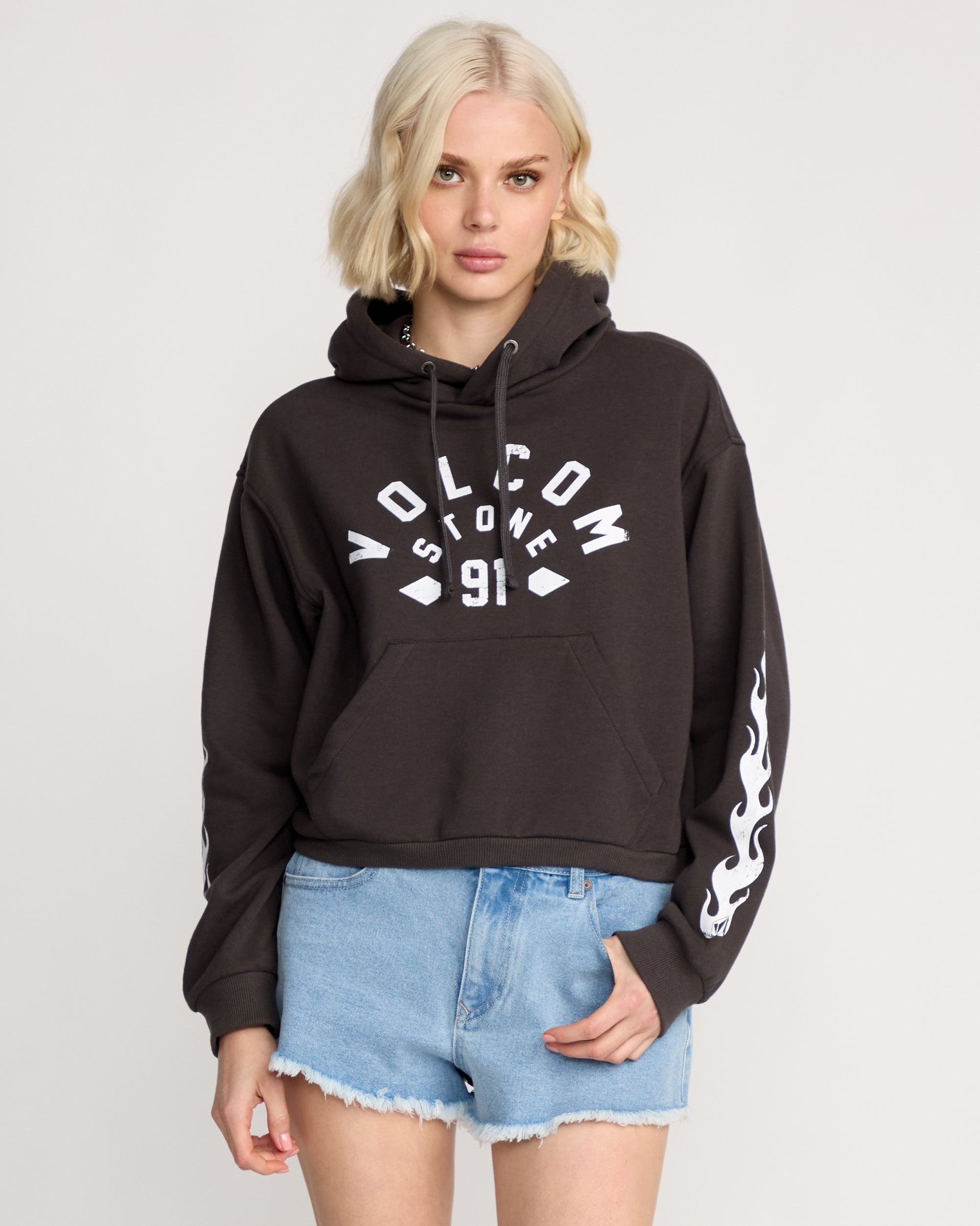 Volcom Womens 1991 Mini Hoodie - Vintage Black - ManGo Surfing