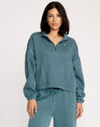Volcom Womens Stone Soft Quarter Zip Sweatshirt - Emerald Green - ManGo Surfing
