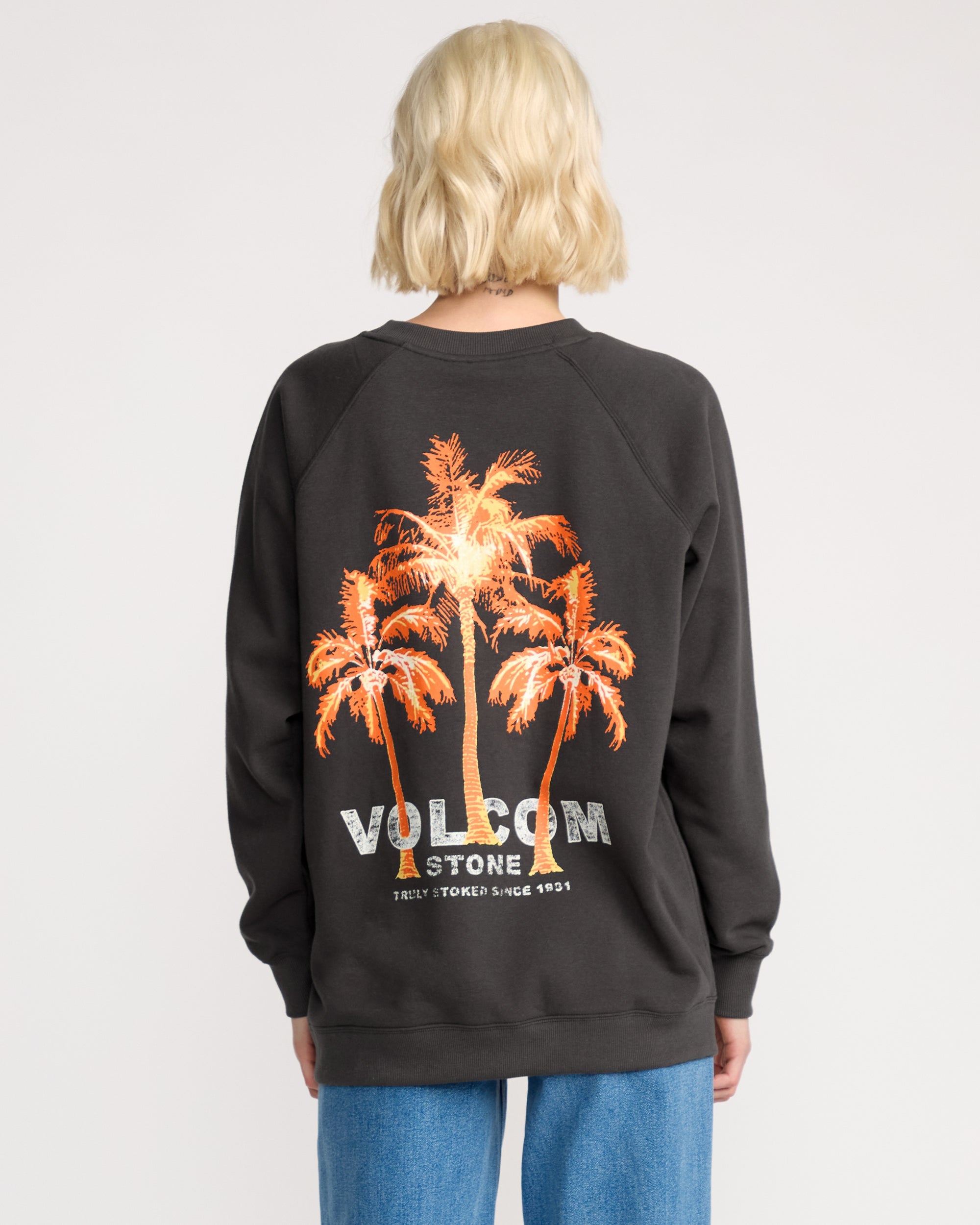 Volcom Womens Stone Magic Crew Sweatshirt - Vintage Black - ManGo Surfing