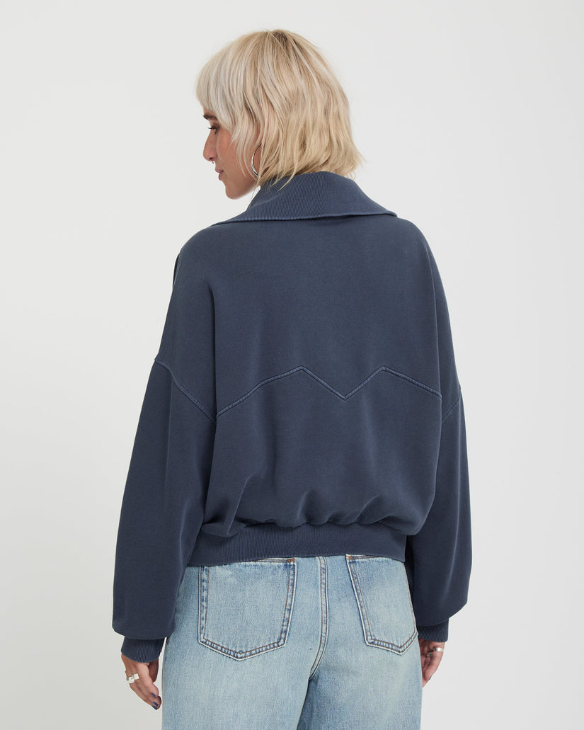 Volcom Womens Reetrocity Quarter Zip Sweatshirt - Storm Blue