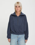 Volcom Womens Reetrocity Quarter Zip Sweatshirt - Storm Blue