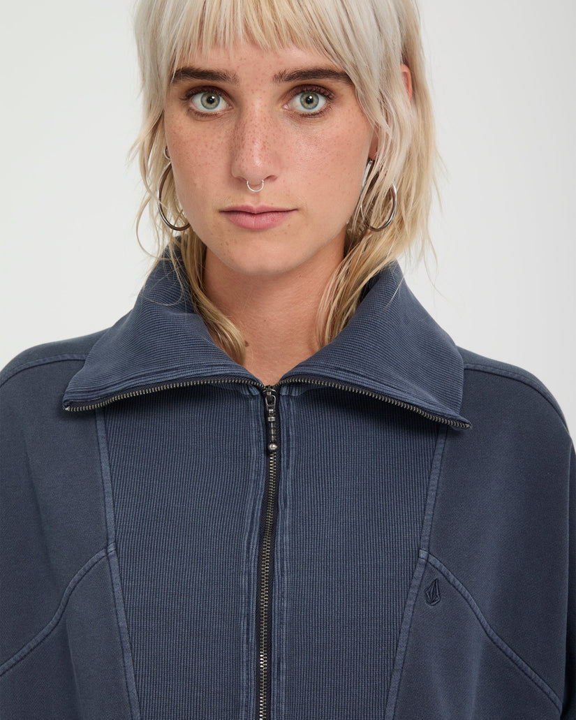 Volcom Womens Reetrocity Quarter Zip Sweatshirt - Storm Blue