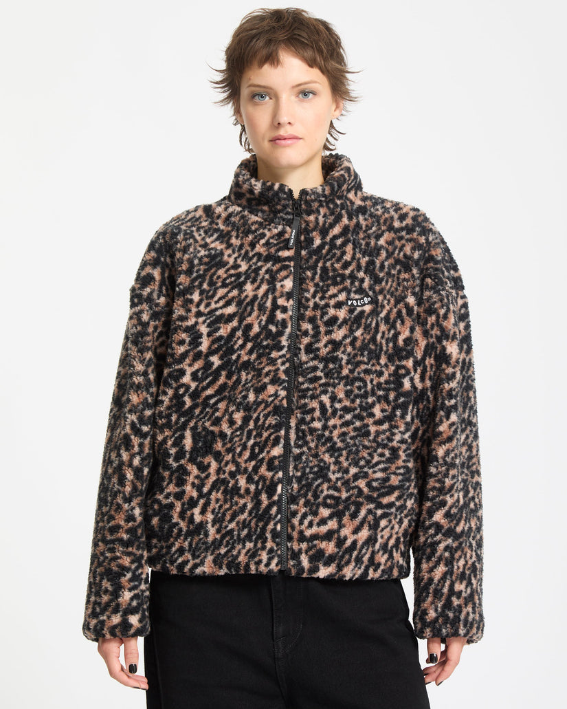 Volcom Womens Wylding Out Sherpa Sweatshirt - Animal Print - ManGo Surfing