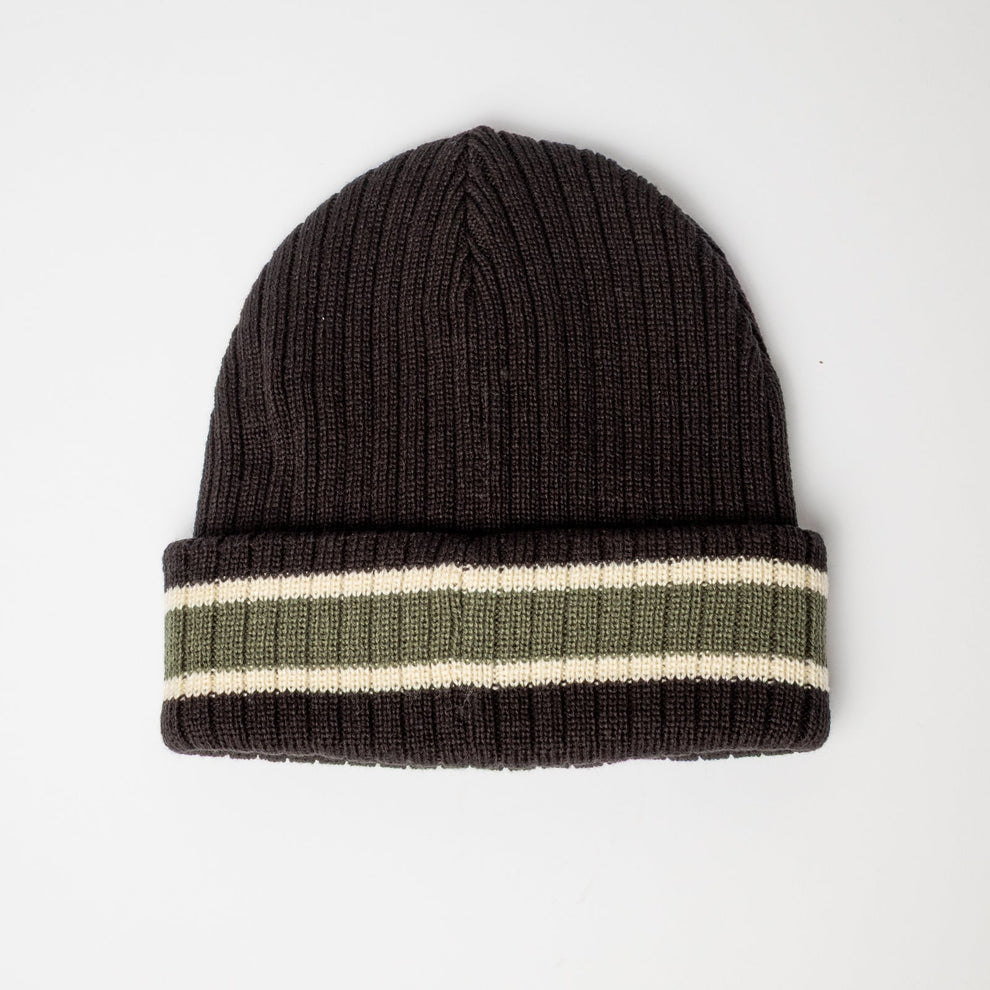Rusty Mens Bones Reversible Beanie Hat - Black
