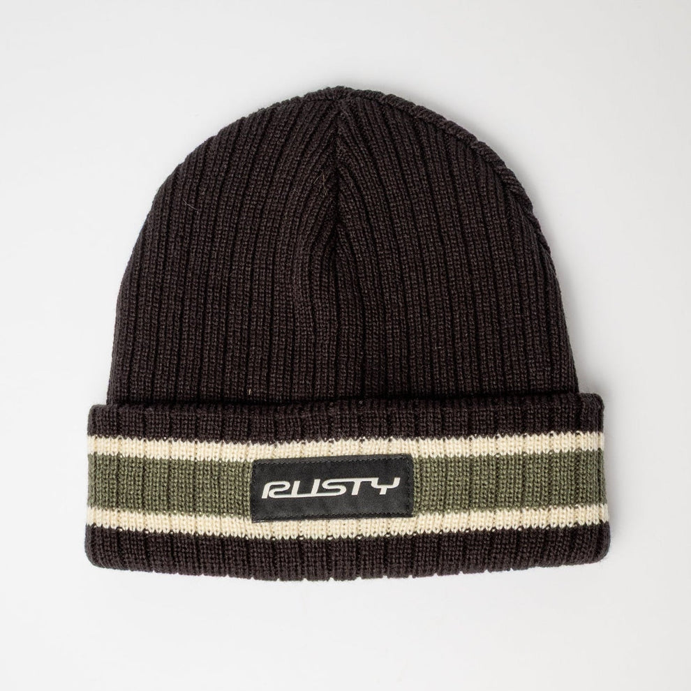Rusty Mens Bones Reversible Beanie Hat - Black