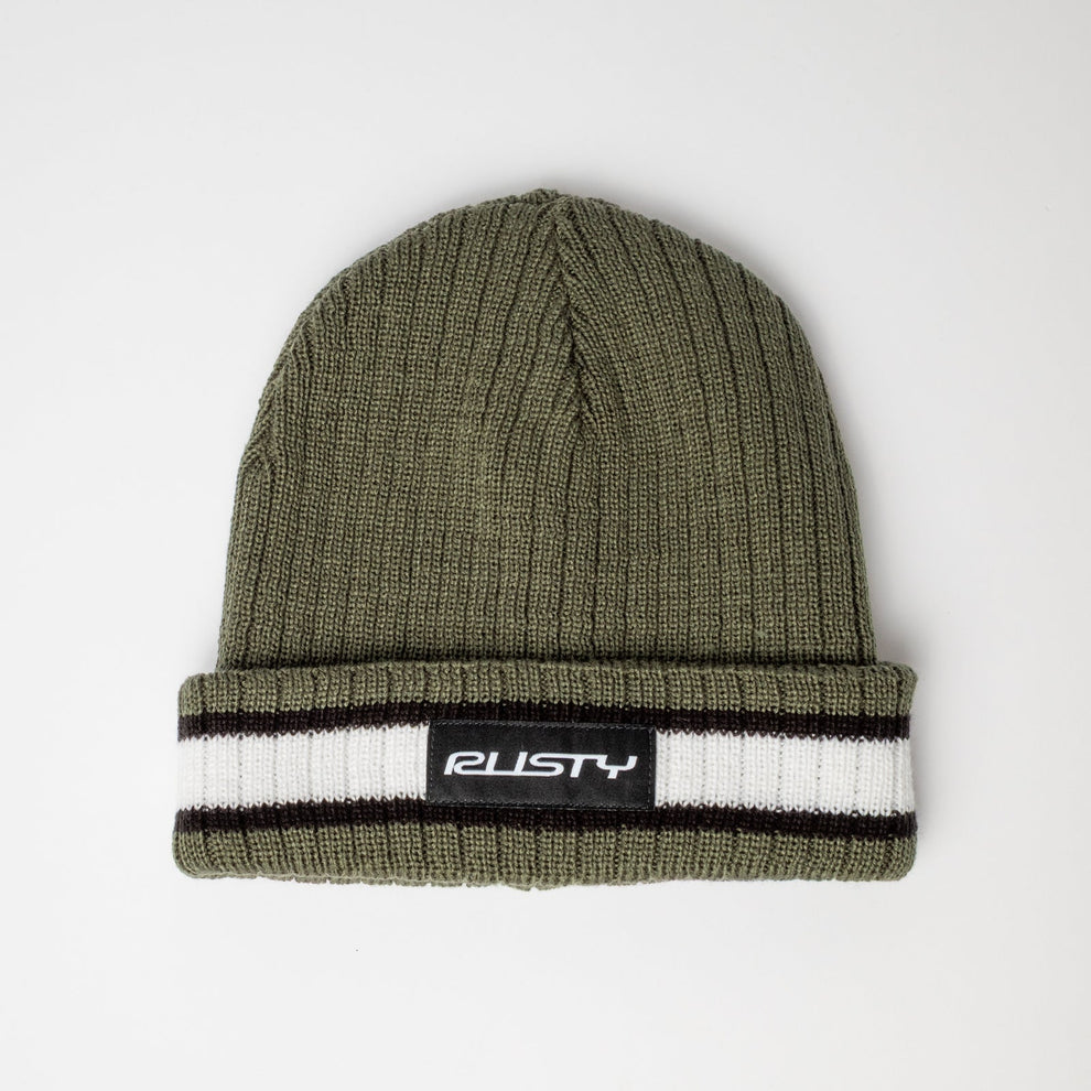 Rusty Mens Bones Reversible Beanie Hat - Shadow Army