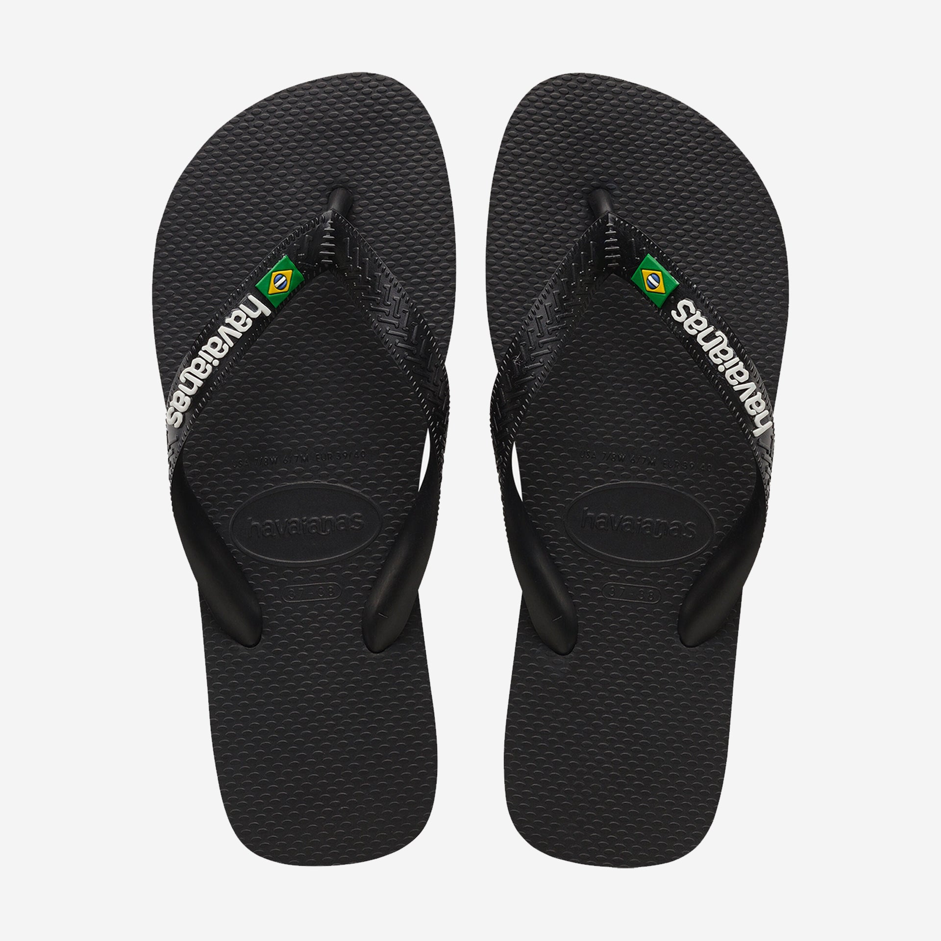 Havaianas Brazil Logo Flip Flops - Black Black - ManGo Surfing