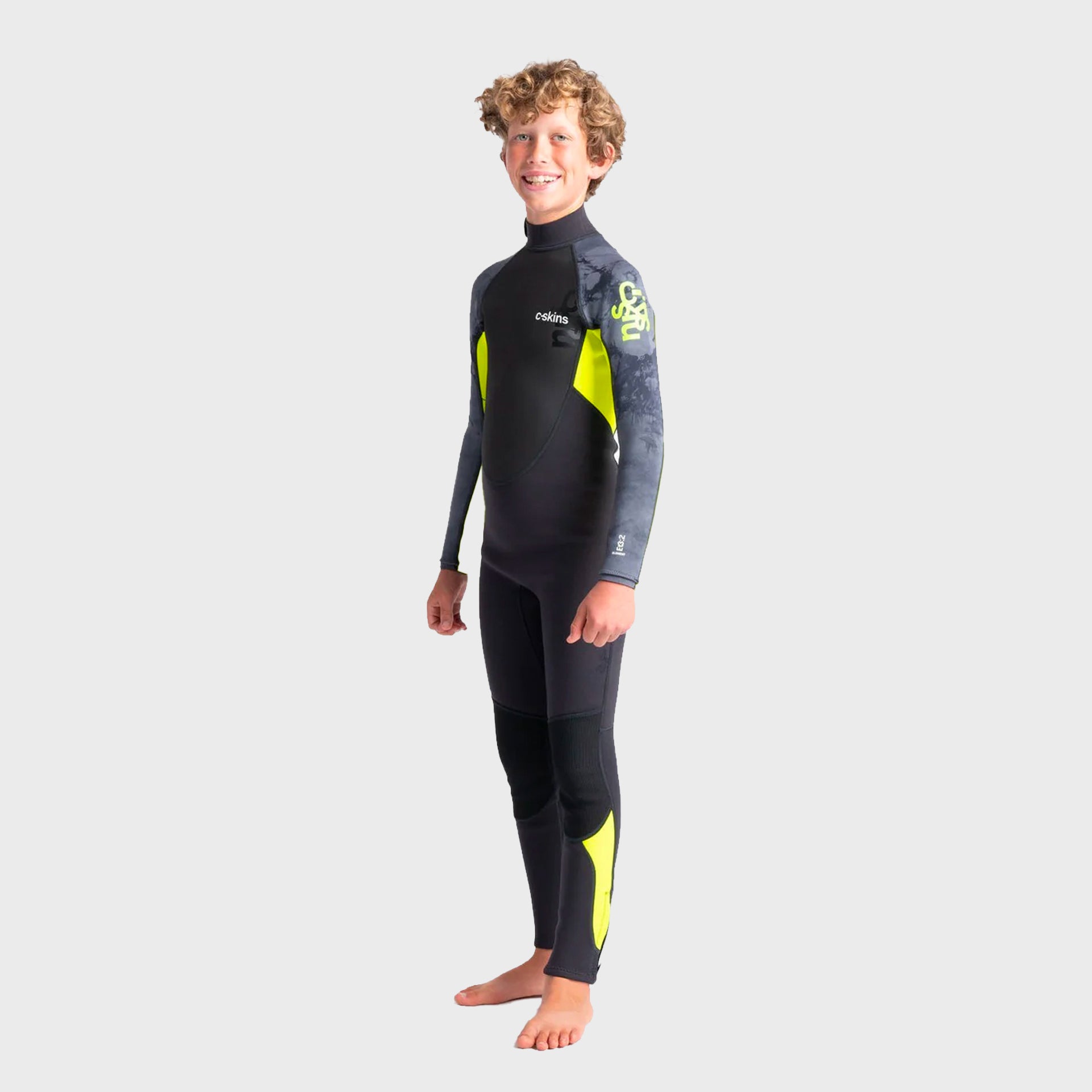 C-Skins Element 3/2 Junior Kids Wetsuit- Anthracite/Yellow/Black Tie Dye - ManGo Surfing