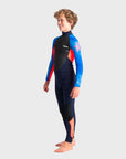 C-Skins Element 3/2 Junior Kids Wetsuit - Slate Navy/Flo Red/Blue Tie Dye - ManGo Surfing