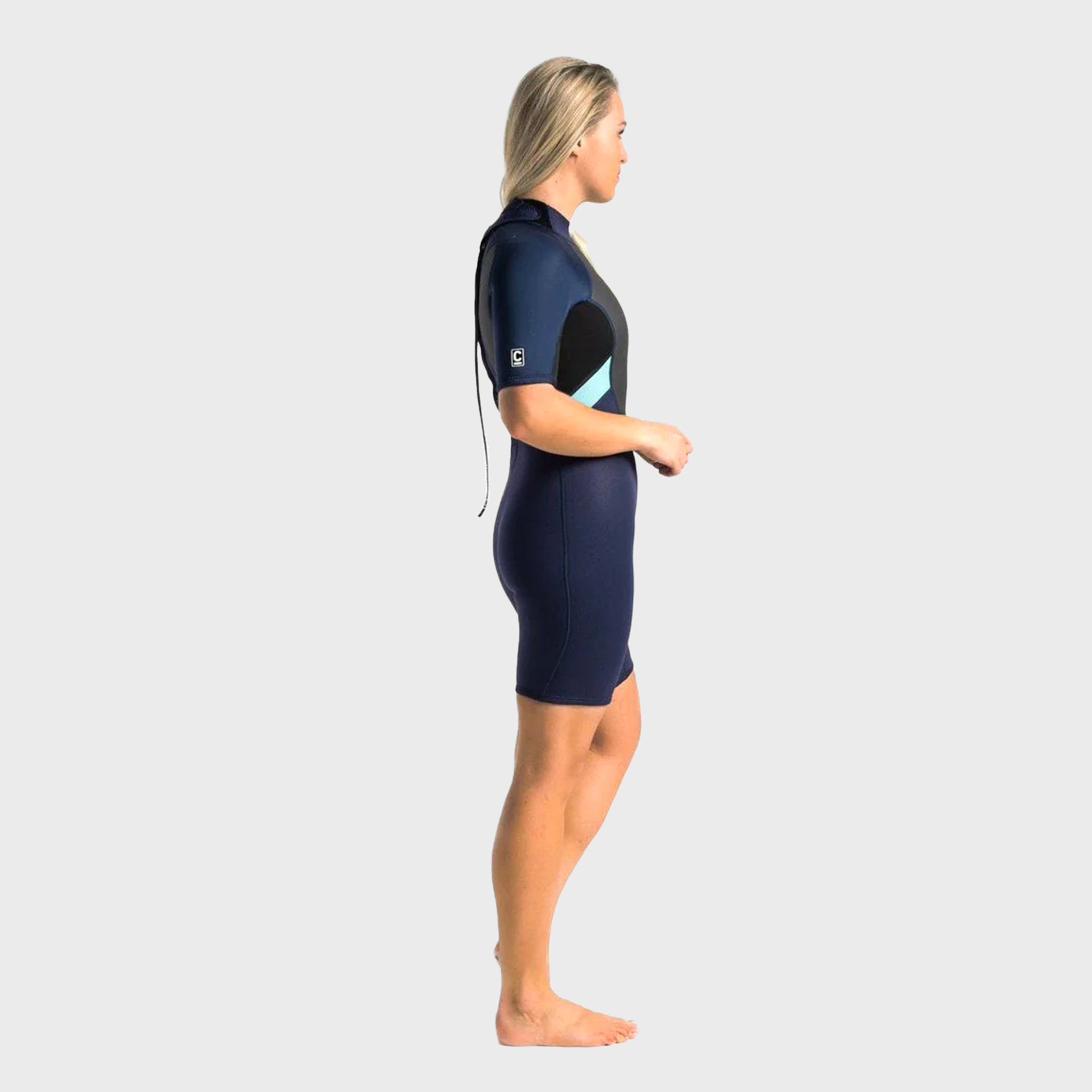 C-Skins Element 3/2 Womens Shortie Wetsuit - Slate/Black/Ice Blue - ManGo Surfing