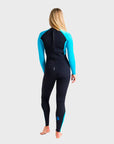 C-Skins Surflite 3/2 Women's Back Zip Steamer Wetsuit - Raven Black/Bright Cyan/Azure - ManGo Surfing