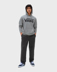 Classic Mens Pullover Hoodie - Cement Heather Grey Black - ManGo Surfing