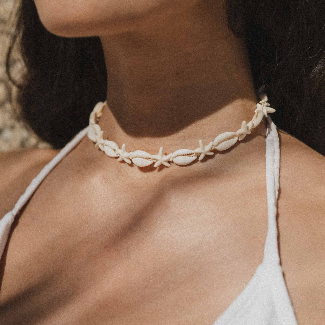 Pineapple Island Kahakai Cowrie Shell and Starfish Necklace - White