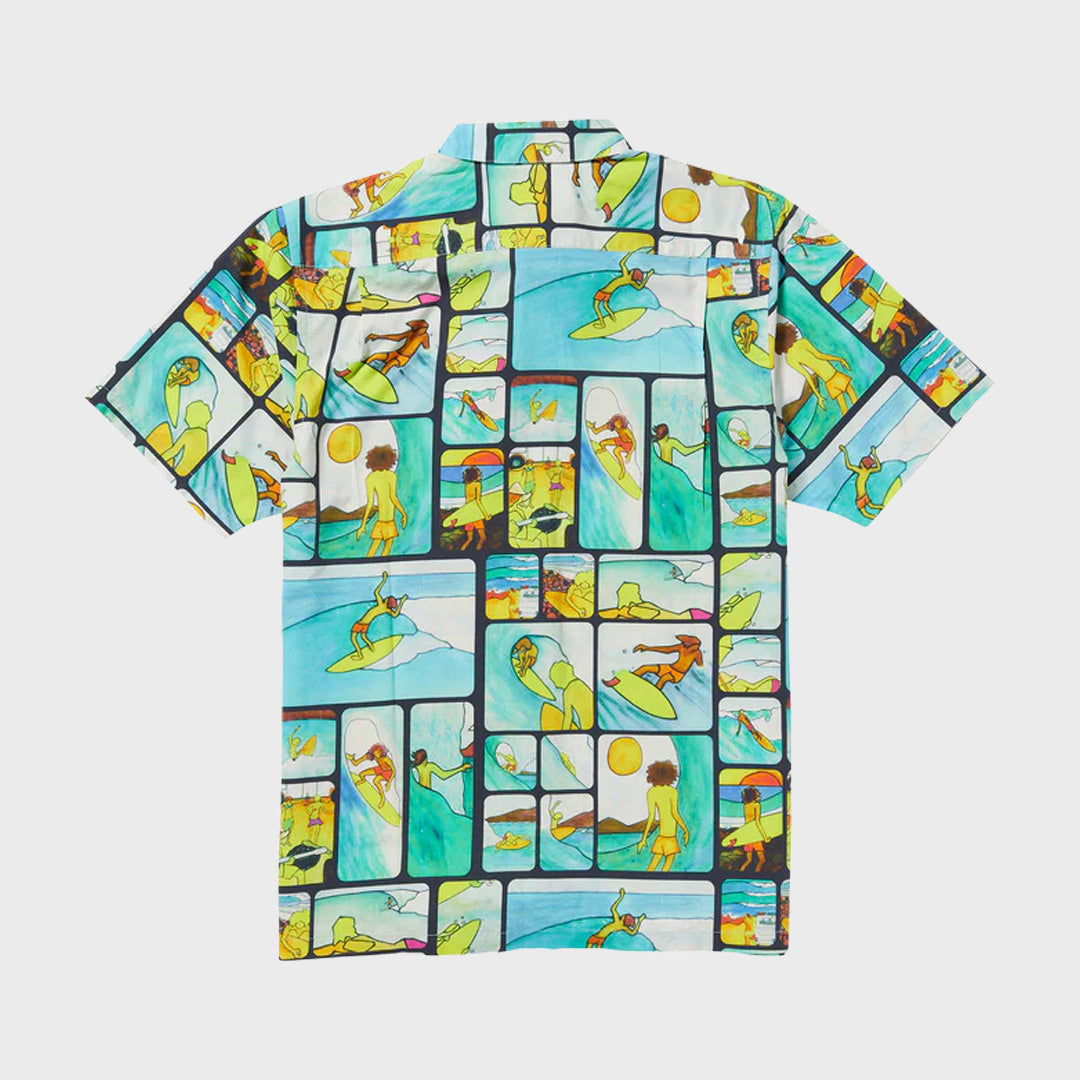 Captain Fin Mens Ads Woven Short Sleeve Shirt - Multi - ManGo Surfing