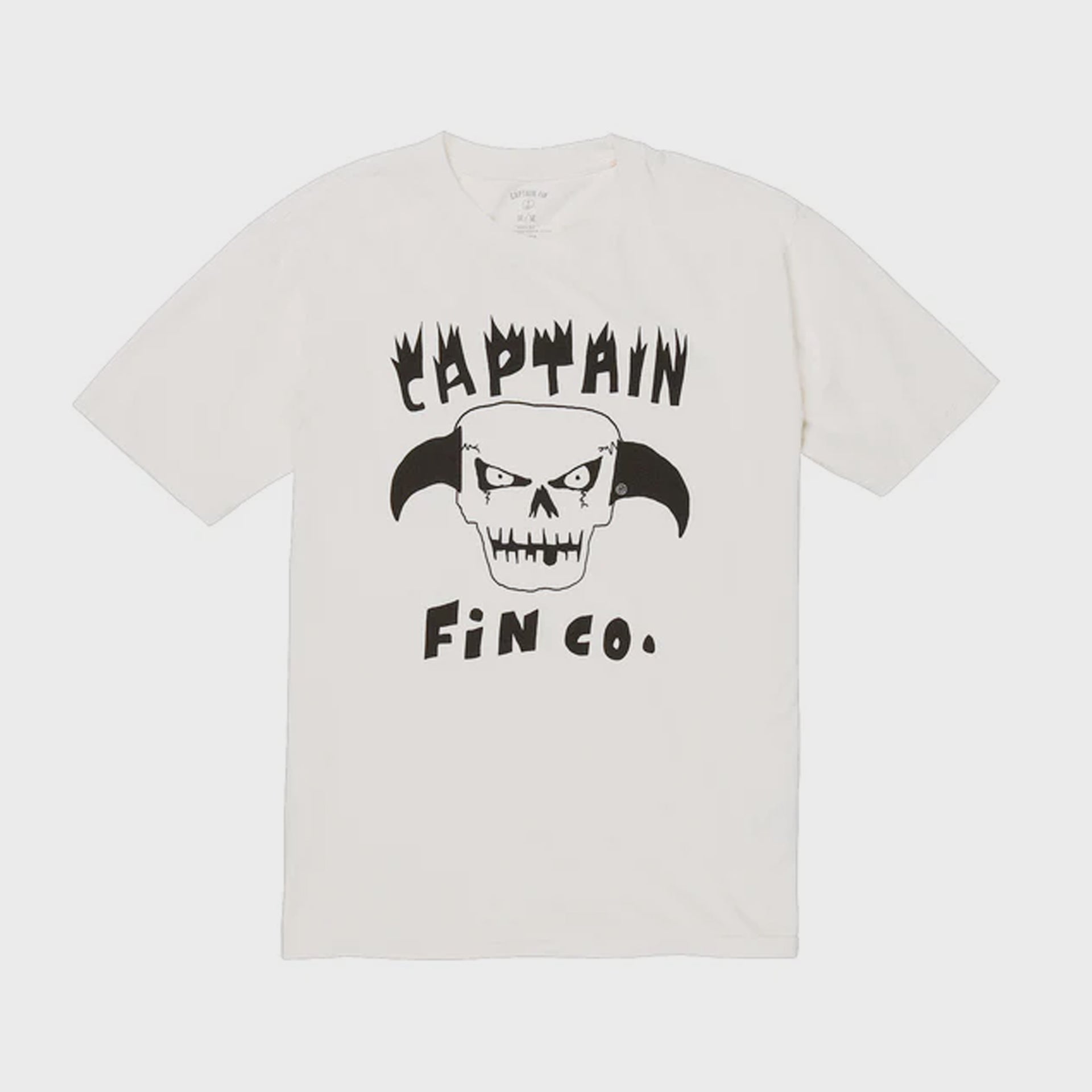 Captain Fin Men's Twin Fin Skull T-Shirt - Vintage White - ManGo Surfing