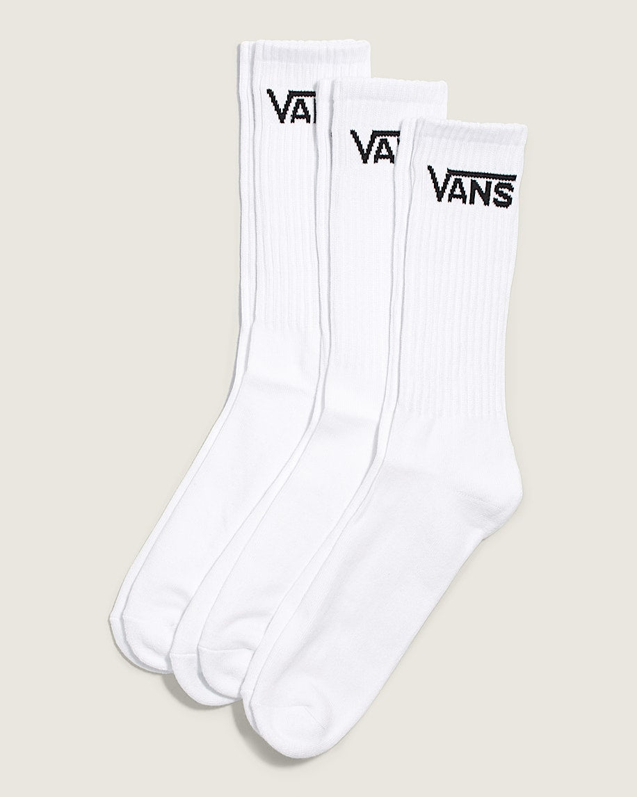 Vans Classic Crew Socks (3 Pack) - White - ManGo Surfing