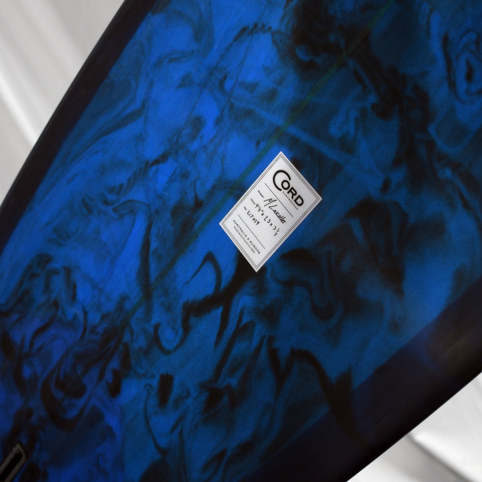 Cord Surfboard - Classic Longboard 9'4 - Blue Swirl Tint