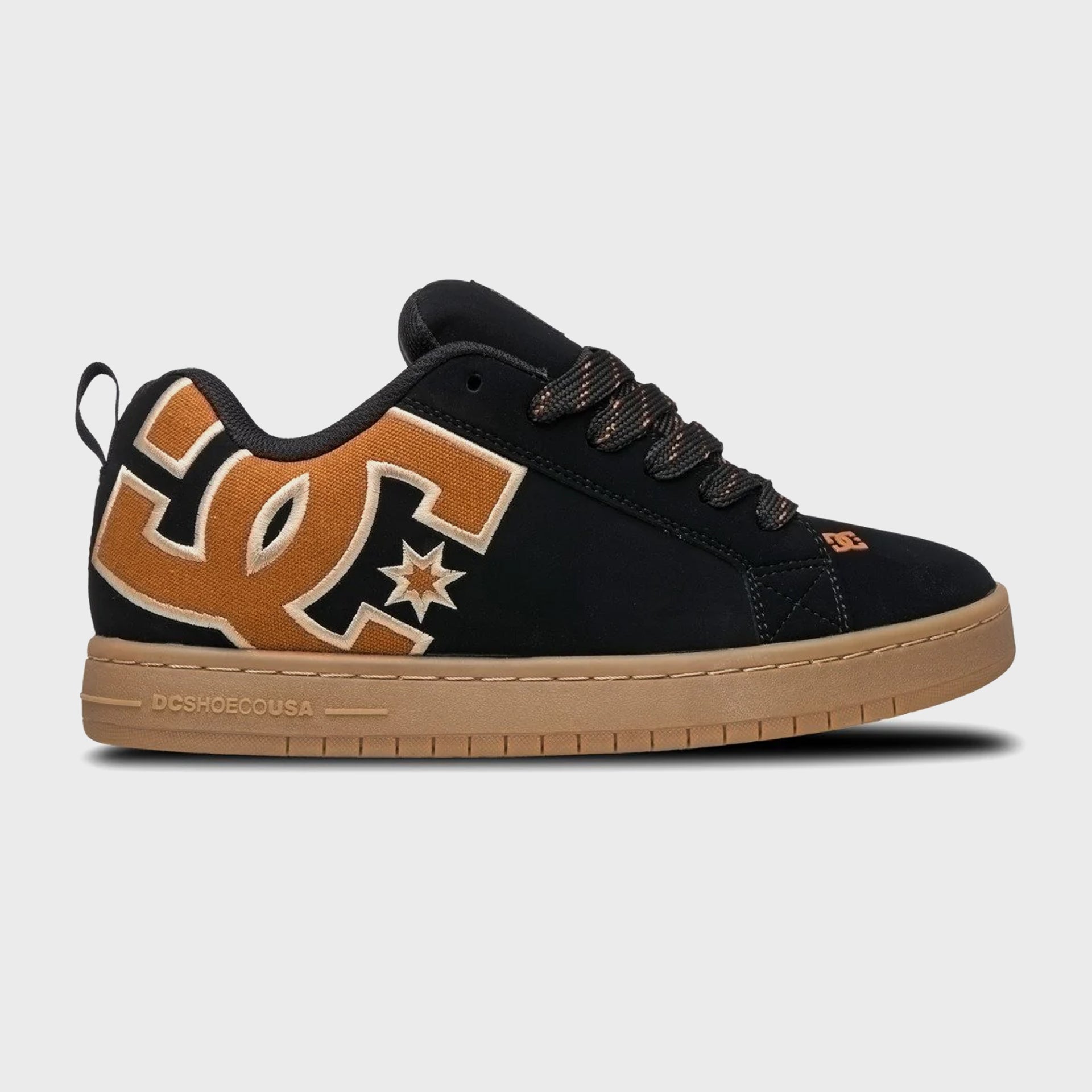 DC Shoes Mens Court Graffik Leather Shoes - Black/Brown/Gum