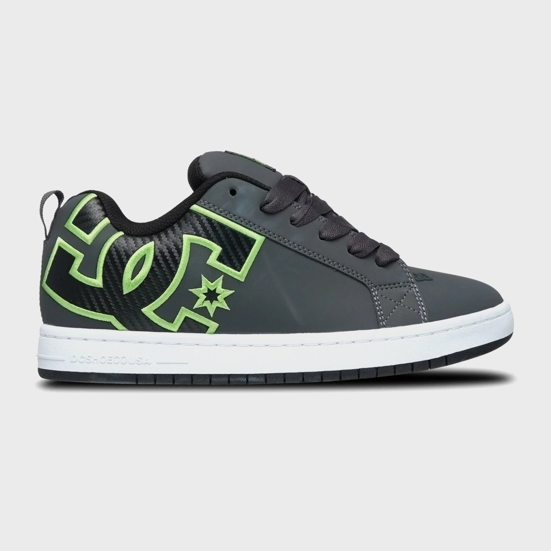 DC Shoes Mens Court Graffik Leather Shoes - Grey/Black/Green