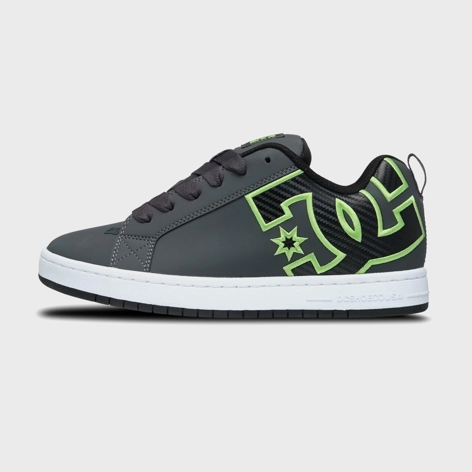 DC Shoes Mens Court Graffik Leather Shoes - Grey/Black/Green