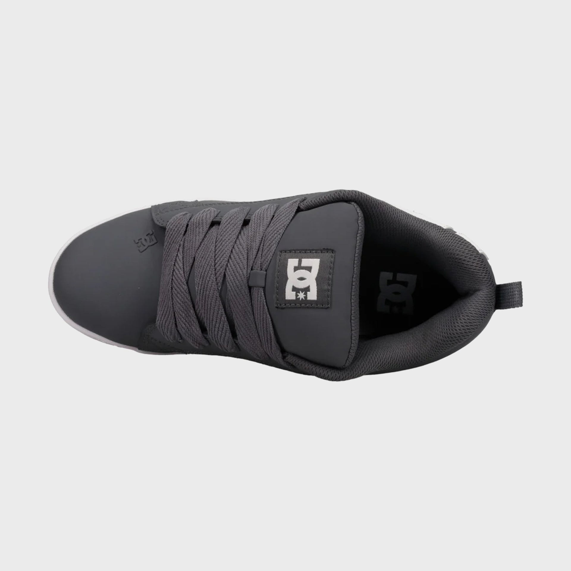 DC Shoes Mens Court Graffik Leather Shoes - Grey/White