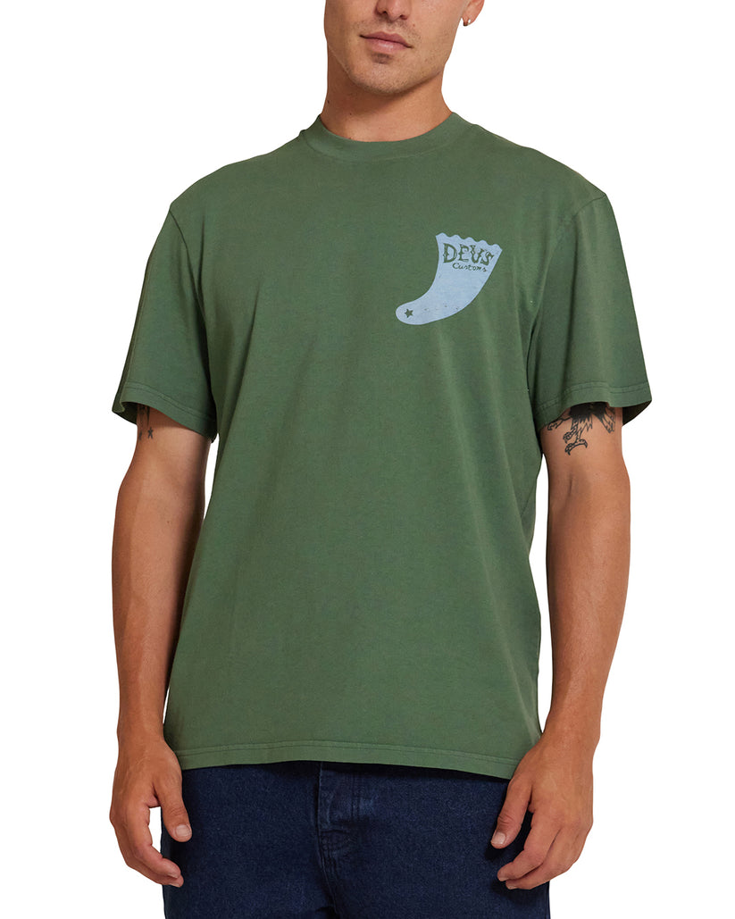 Deus Mens Single Fin T-Shirt - Hillside Green