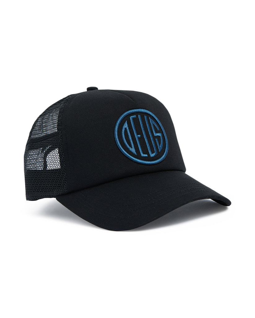 Deus Mens Pill Logo Trucker Cap - One Size - Black - ManGo Surfing