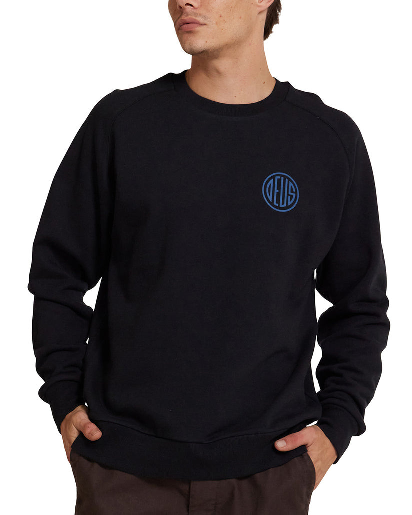 Deus Mens Pill Logo Crew Sweatshirt - Black