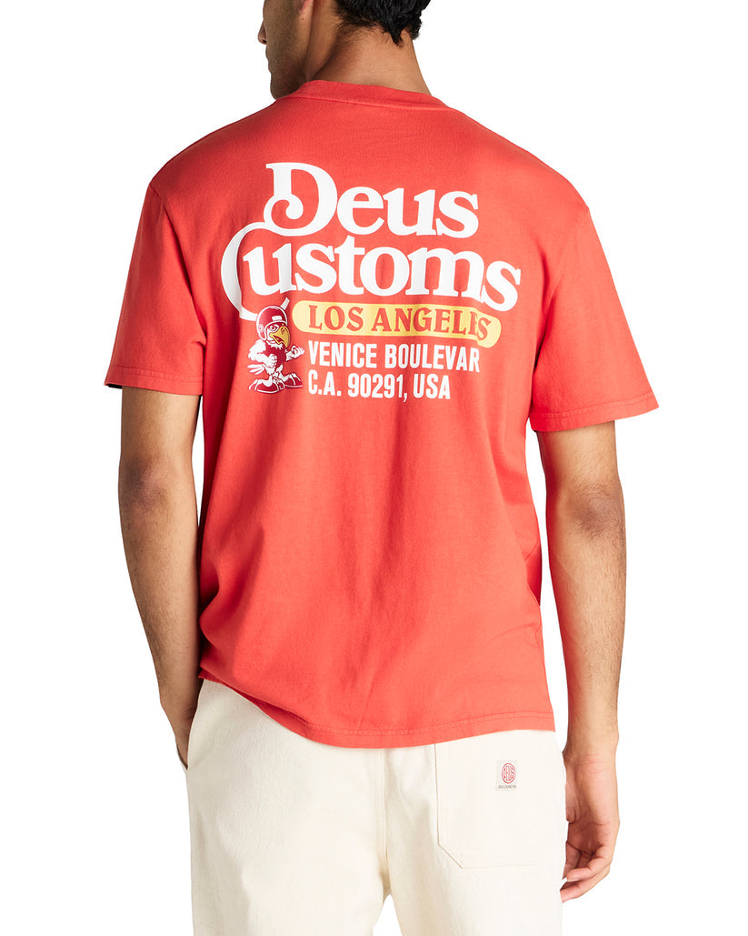 Deus Mens Raptor T-Shirt -  Tangerine Tango