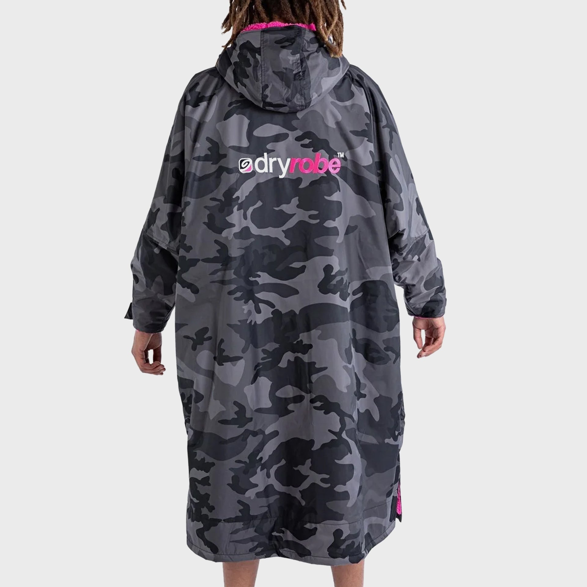 Dryrobe Adults Advance Long Sleeve Dryrobe - Black Camouflage/Pink - ManGo Surfing