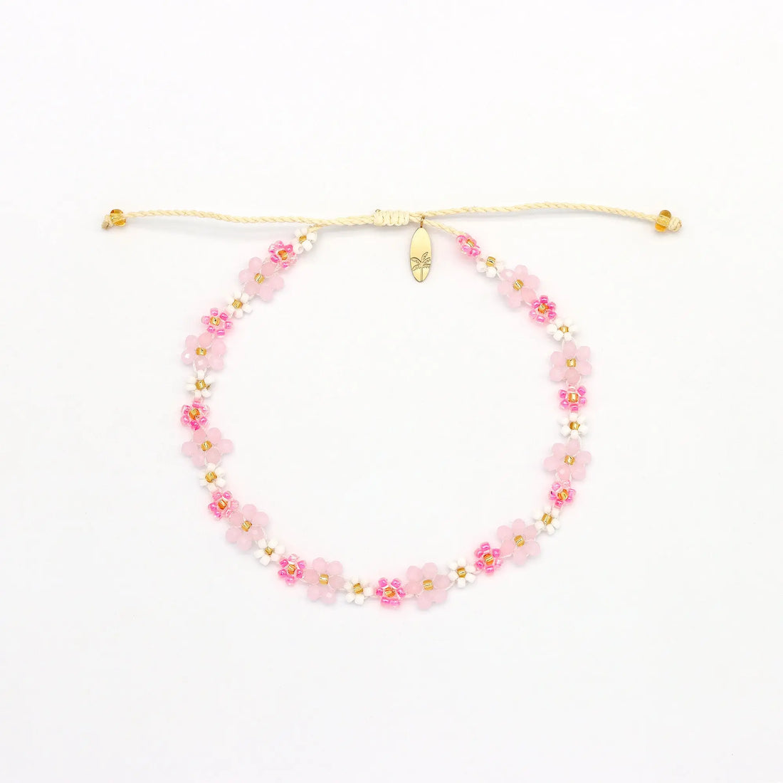 Pineapple Island Mohala Flower Beaded Anklet - Pink