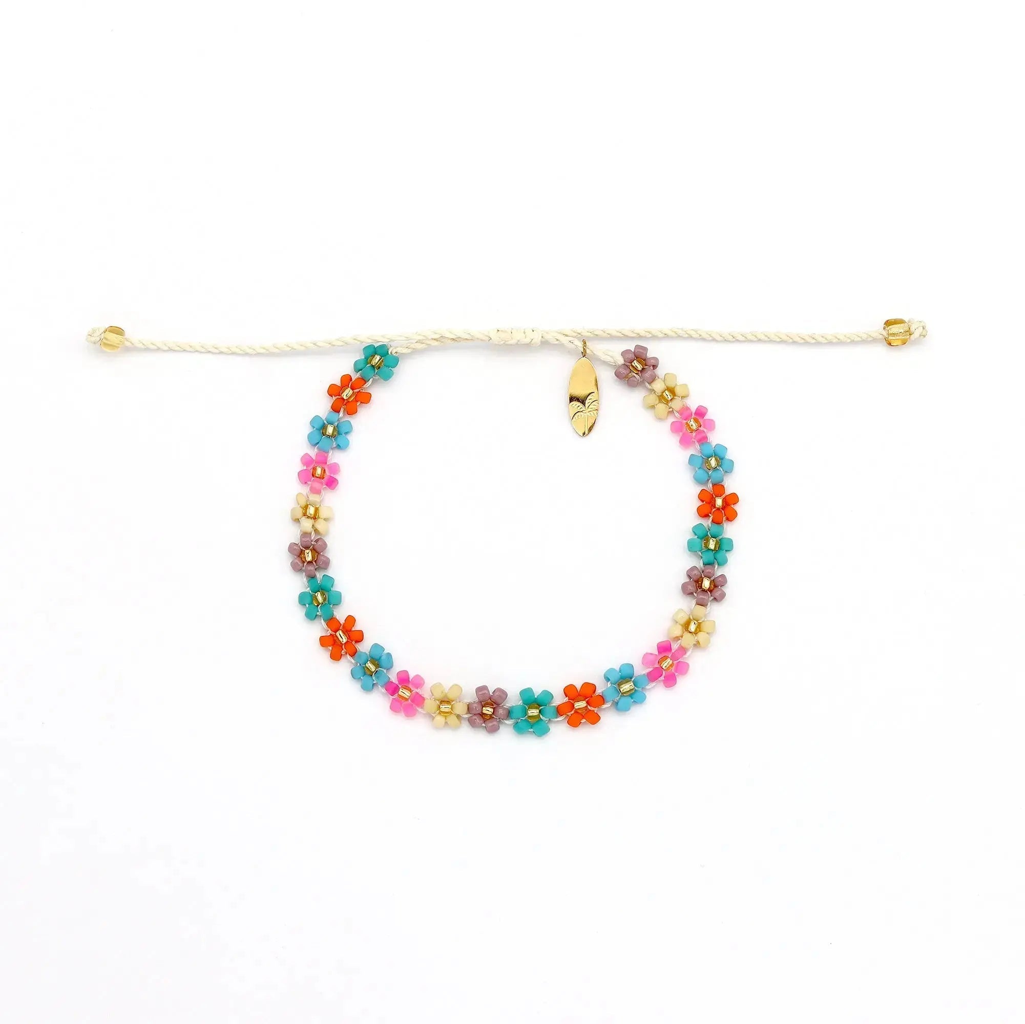 Pineapple Island Kelopak Daisy Chain Beaded Bracelet - Neon/Multi