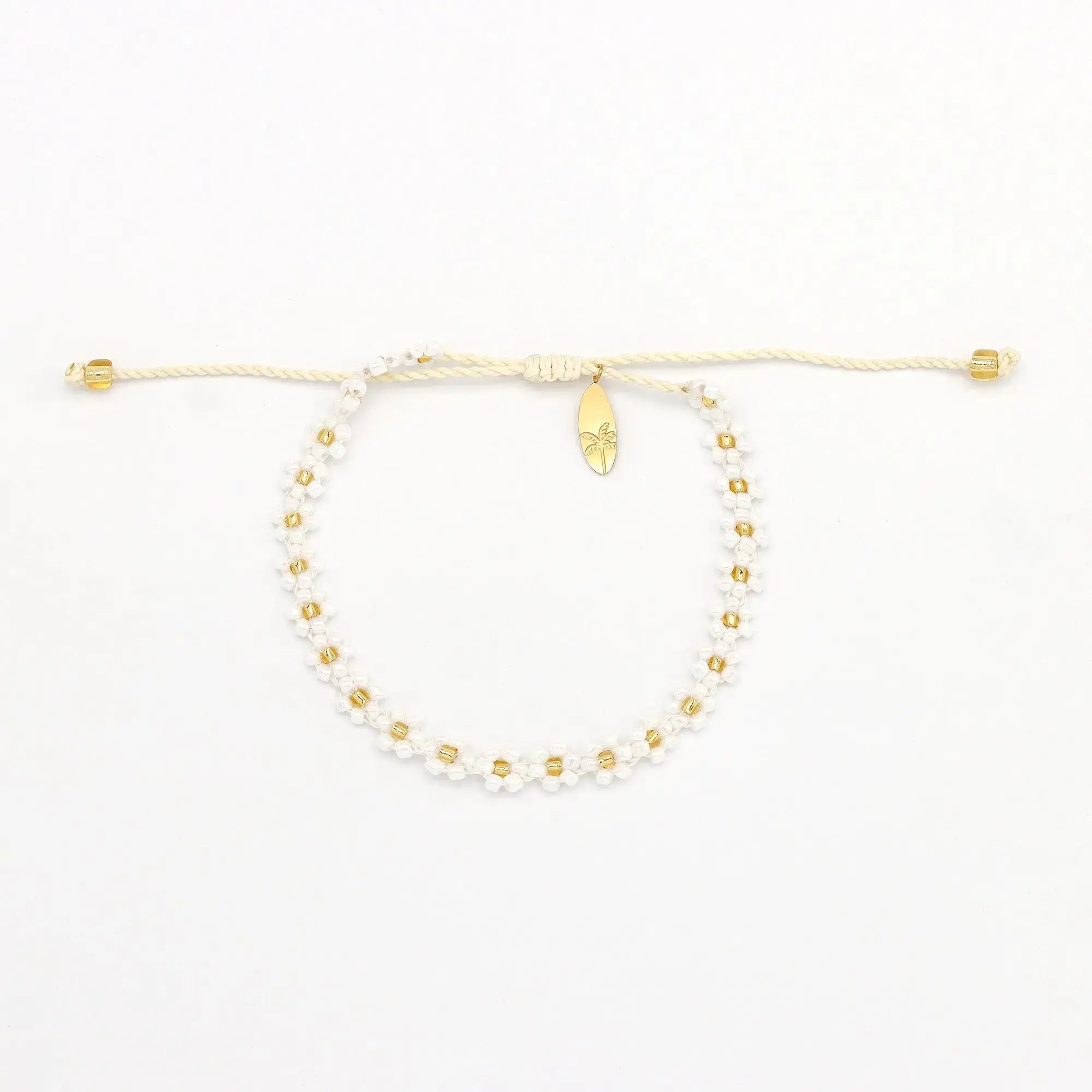 Pineapple Island Kelopak Daisy Chain Beaded Bracelet - White