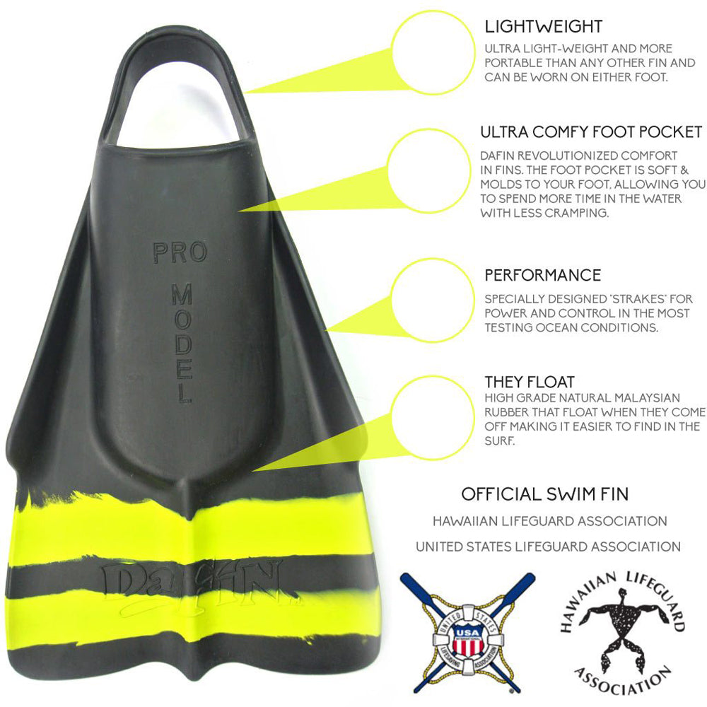 DaFiN Slyde Swim Fins - Black Yellow - ManGo Surfing