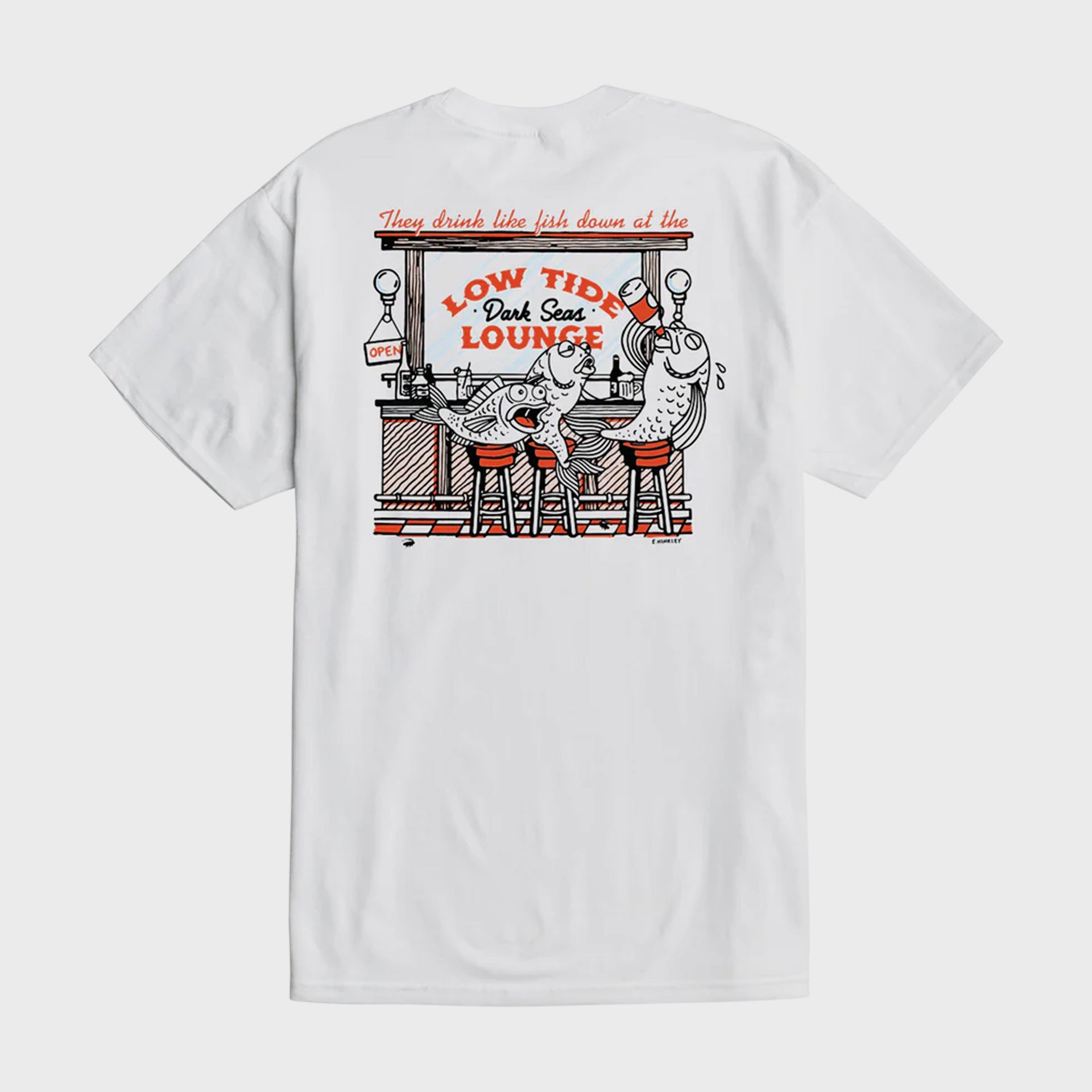 Dark Seas Bar Stool Stock T-Shirt - White - ManGo Surfing