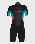 C-Skins Element 3/2 Womens Shortie Wetsuit - Black/Coral/Aqua - ManGo Surfing