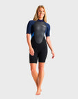 C-Skins Element 3/2 Women's Back Zip Shortie Wetsuit - Black Slate/Azure Blue - ManGo Surfing