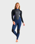 C-Skins Element 3/2 Women's Back Zip Steamer Wetsuit - Black/Lilac/Bluestone - ManGo Surfing