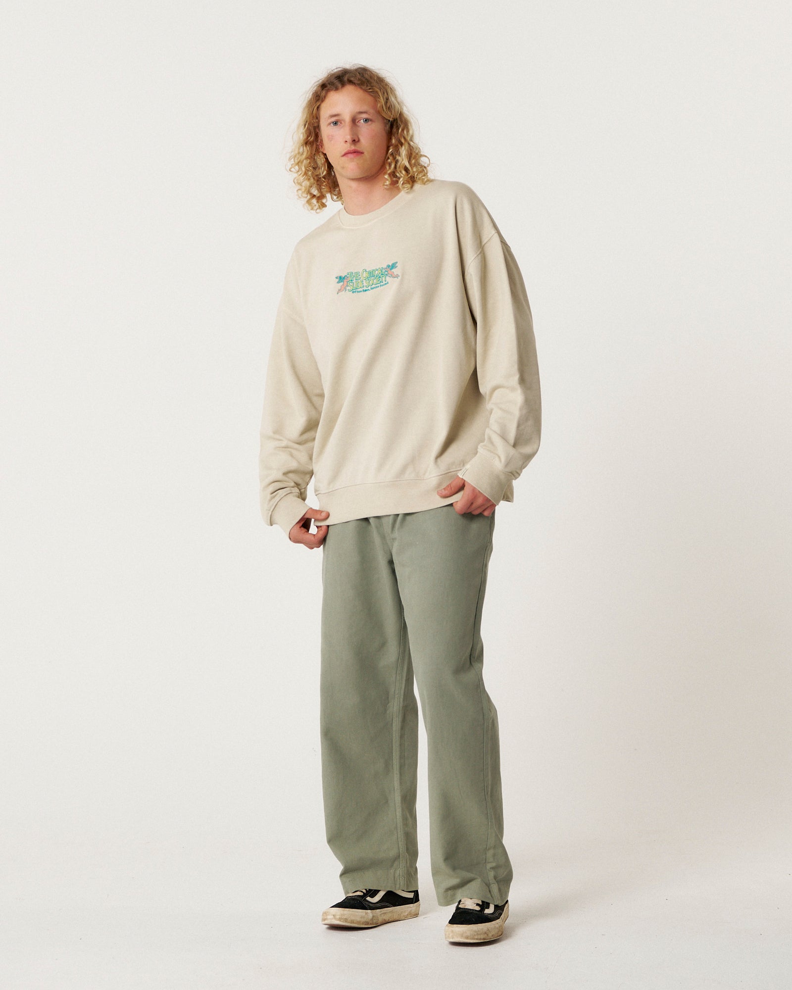 The Critical Slide Society Mens Mellow Crew Sweatshirt - Ecru