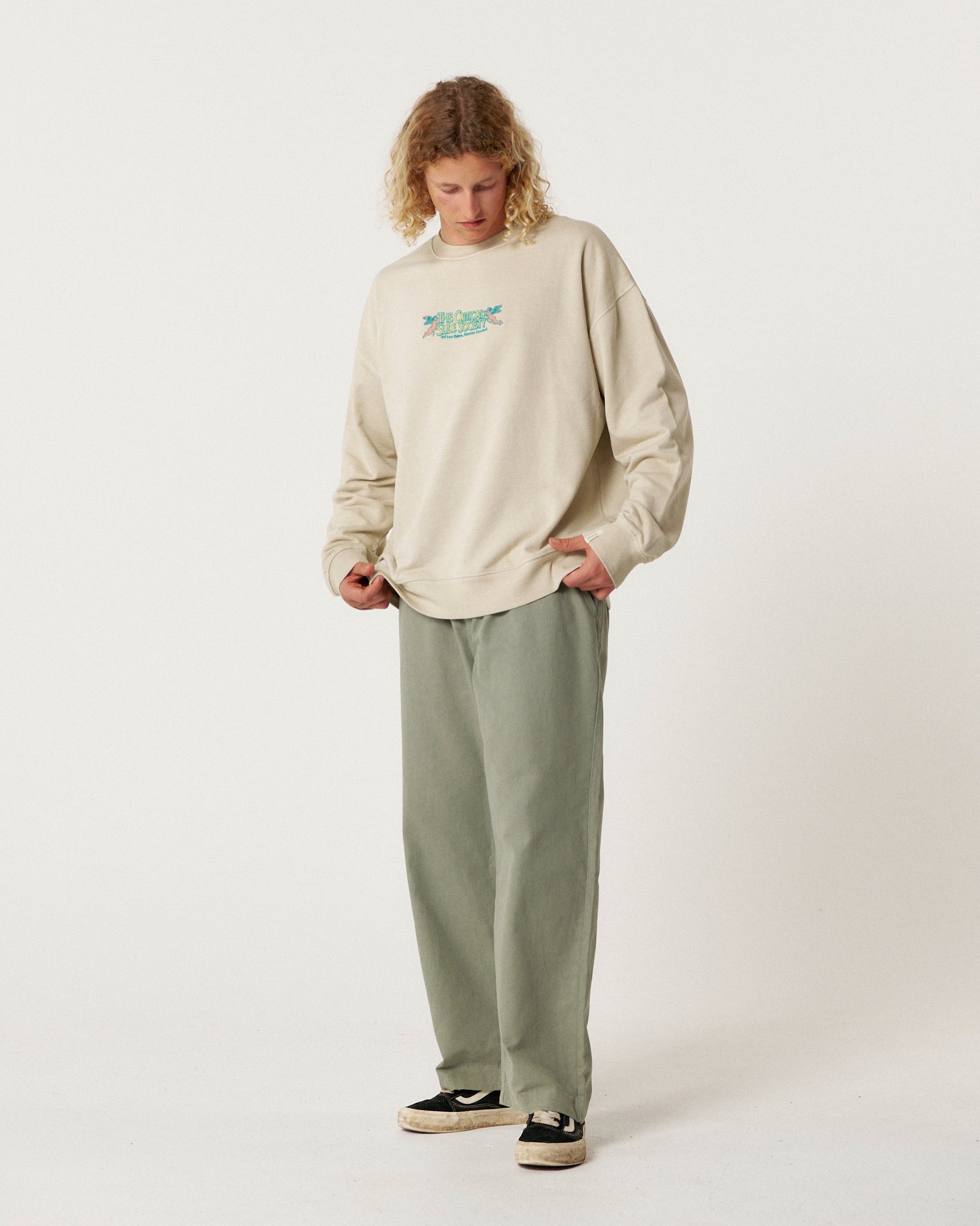 The Critical Slide Society Mens Mellow Crew Sweatshirt - Ecru