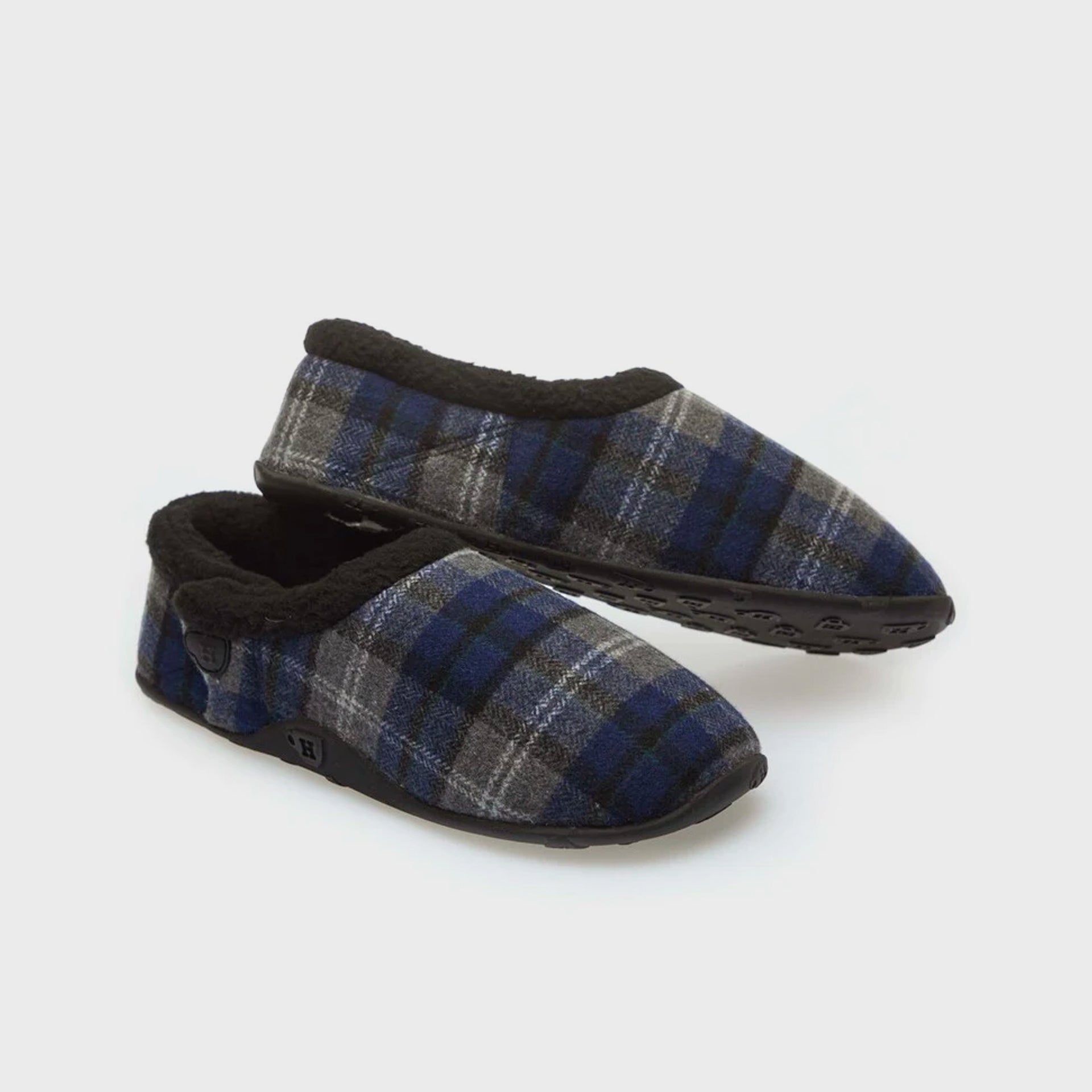 Homeys Fin Blue Grey Check Men’s Slippers - ManGo Surfing