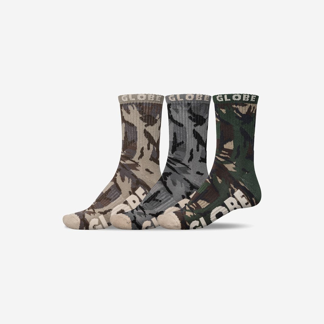 Eco Camo Crew Sock - Mens Socks (3 Pack) - Camo/Assorted - ManGo Surfing