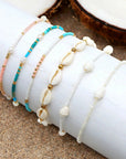 Pineapple Island Giada Cinta Pearl Beaded Surf Bracelet - Blue/Green/Gold
