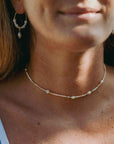 Pineapple Island Giada Cinta Pearl Beaded Surf Necklace - Pink/White/Gold
